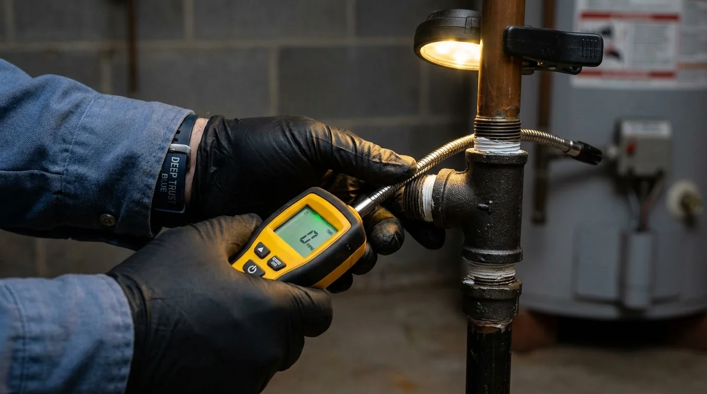 Gas leak detection with electronic sniffer by Johns Plumbing LLC in Aplington